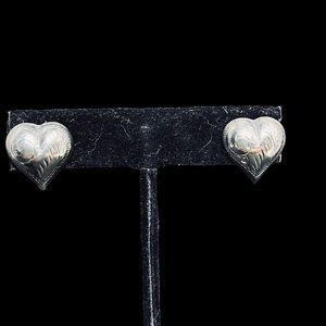 Chunky Sterling Silver Pierced Heart Earrings (4832)